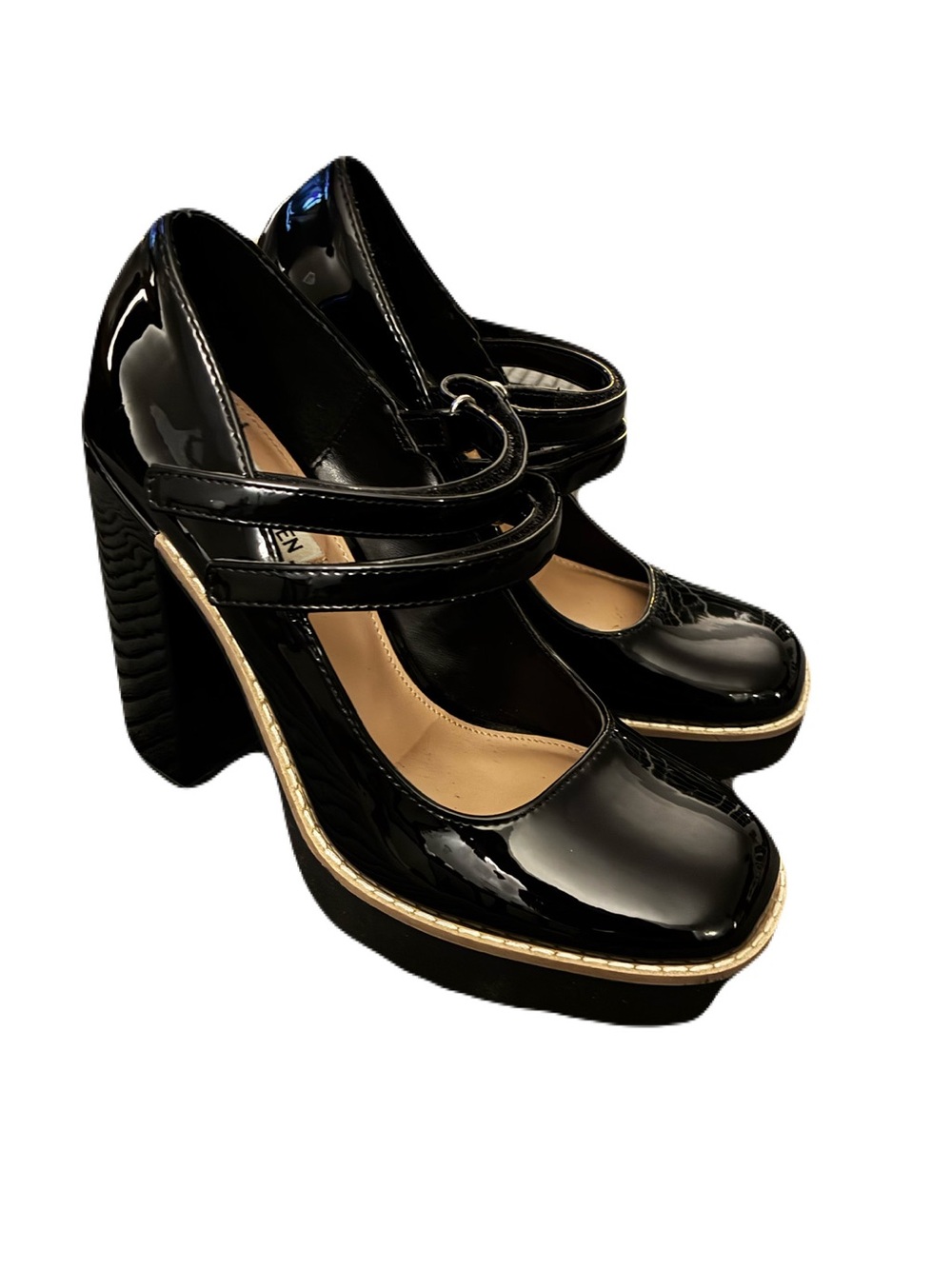 Steve Madden Twice Black Patent Platform Mary Janes 7.5 🖤